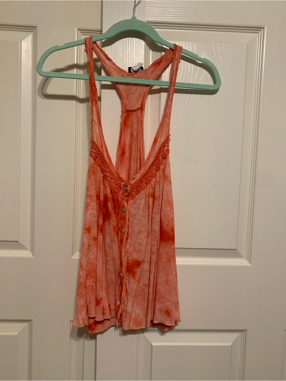 Daytrip Orange Button Up Racerback Tank Top Sz L